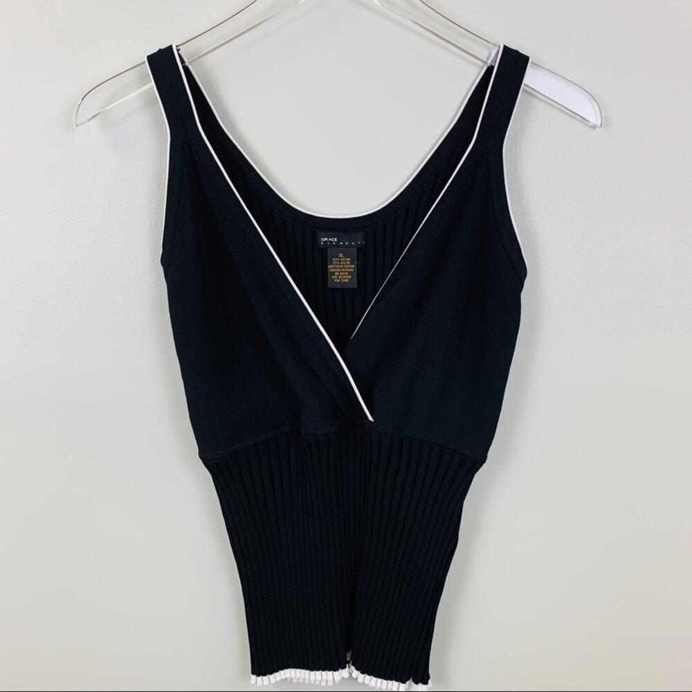 Grace Elements Black & White Sweater Tank, XL